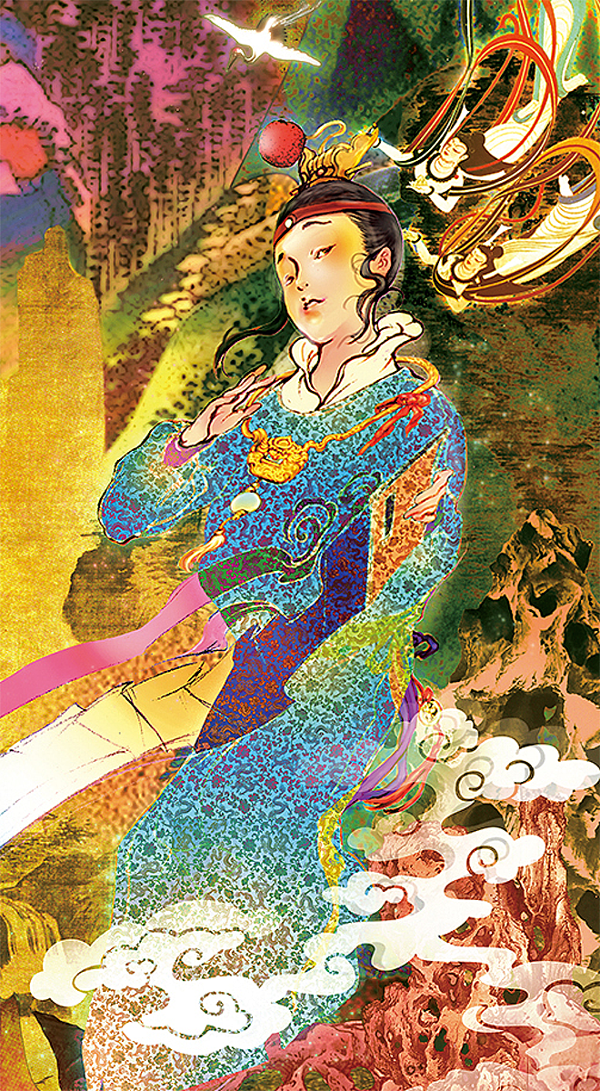贾宝玉神游太虚境 警幻仙曲演红楼梦 |插画|商业插画|吴达立_原创作品