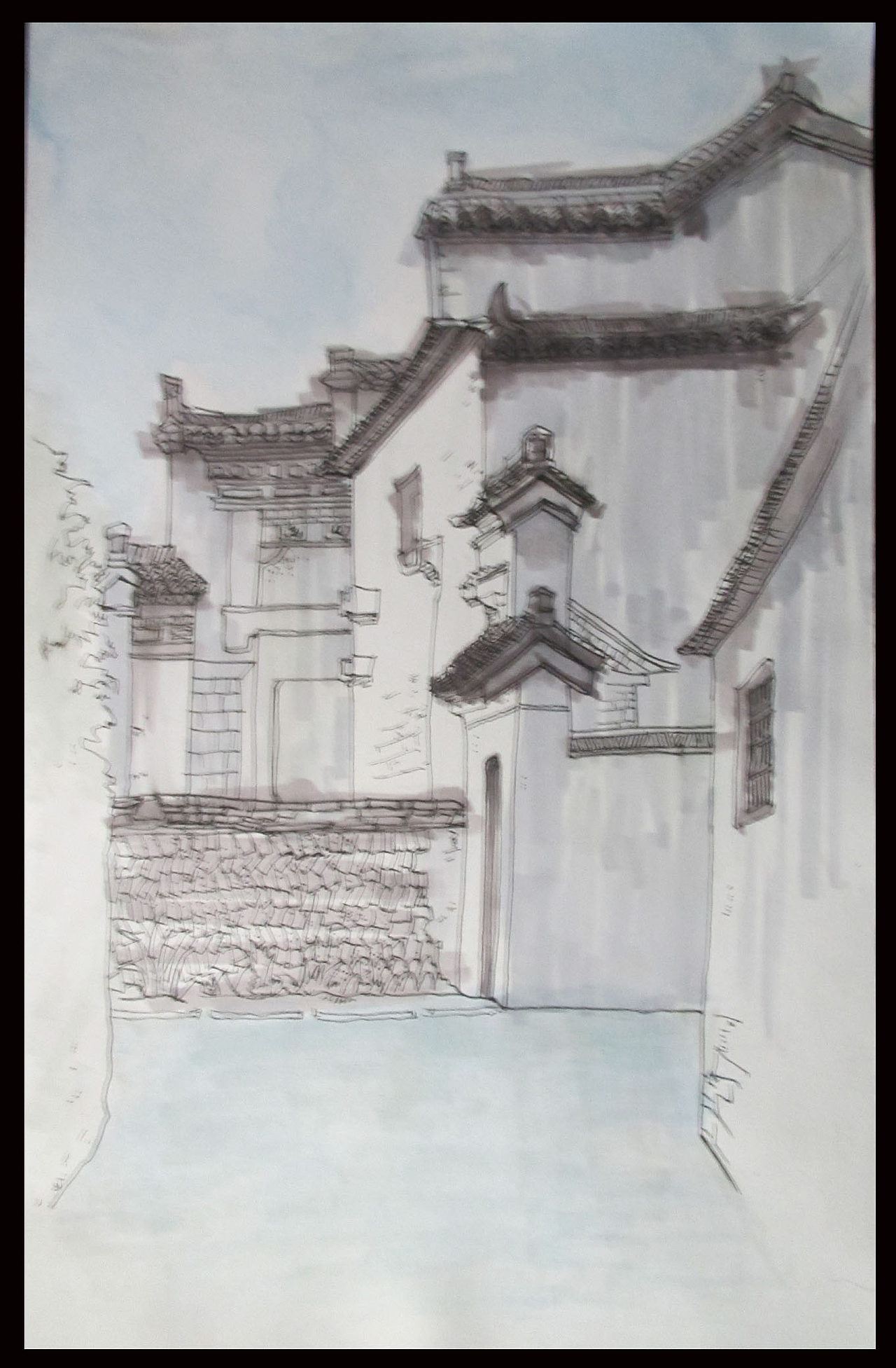 宏村写生（图ZNjEyNDAzMTI=） - 绘画 - 站酷设计师金叶子6原创素材 - 站酷ZCOOL