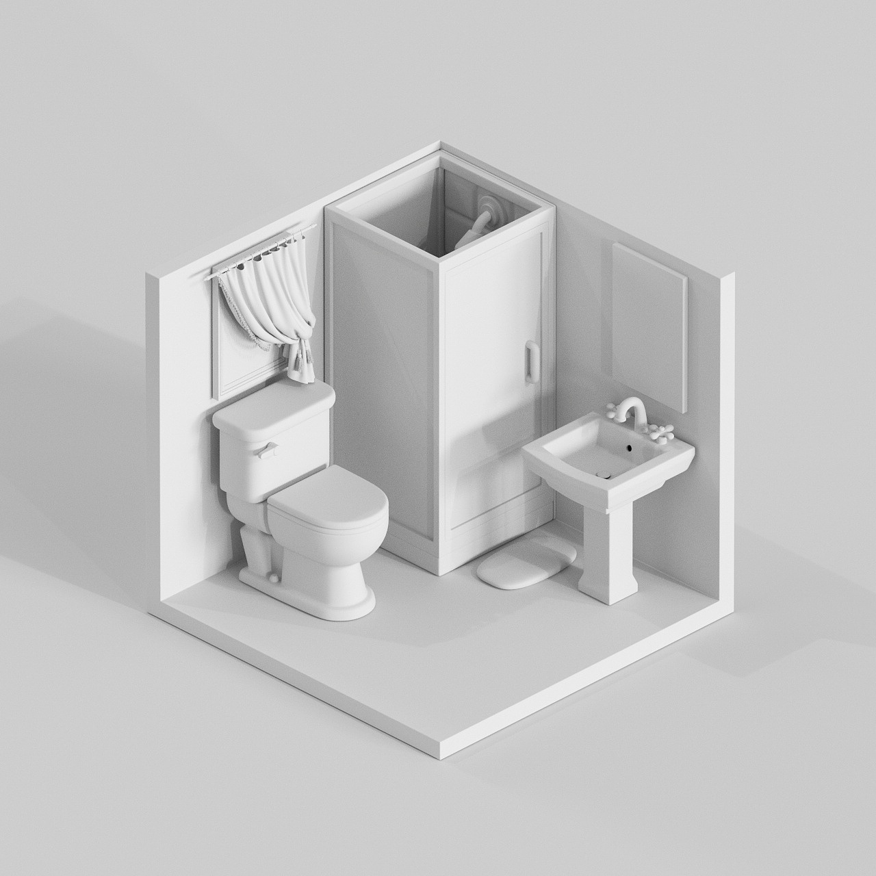 C4D浴室场景搭建