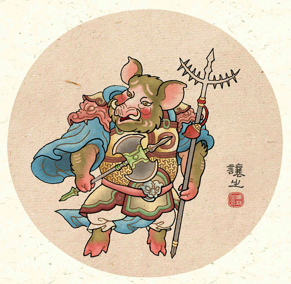 这里参考了早期西游作品的设定(取经诗话和西游杂剧),即猪八戒为摩利