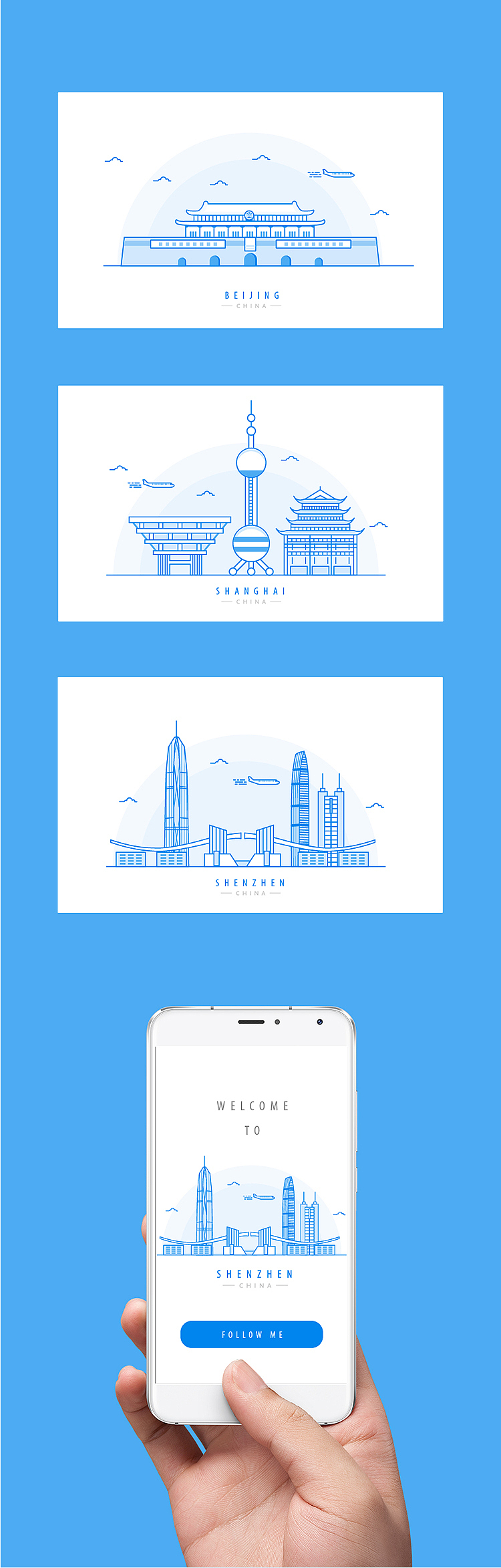 线条城市插图（图ZOTE1MzM1NDg=） - 闪屏/壁纸 - 站酷设计师sokuraki原创素材 - 站酷ZCOOL