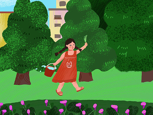 童年回忆：矿门口那条路（个人主页-ZNzAxOTI0OTY=） - 儿童插画 - 站酷设计师YAMMIAO原创素材 - 站酷ZCOOL