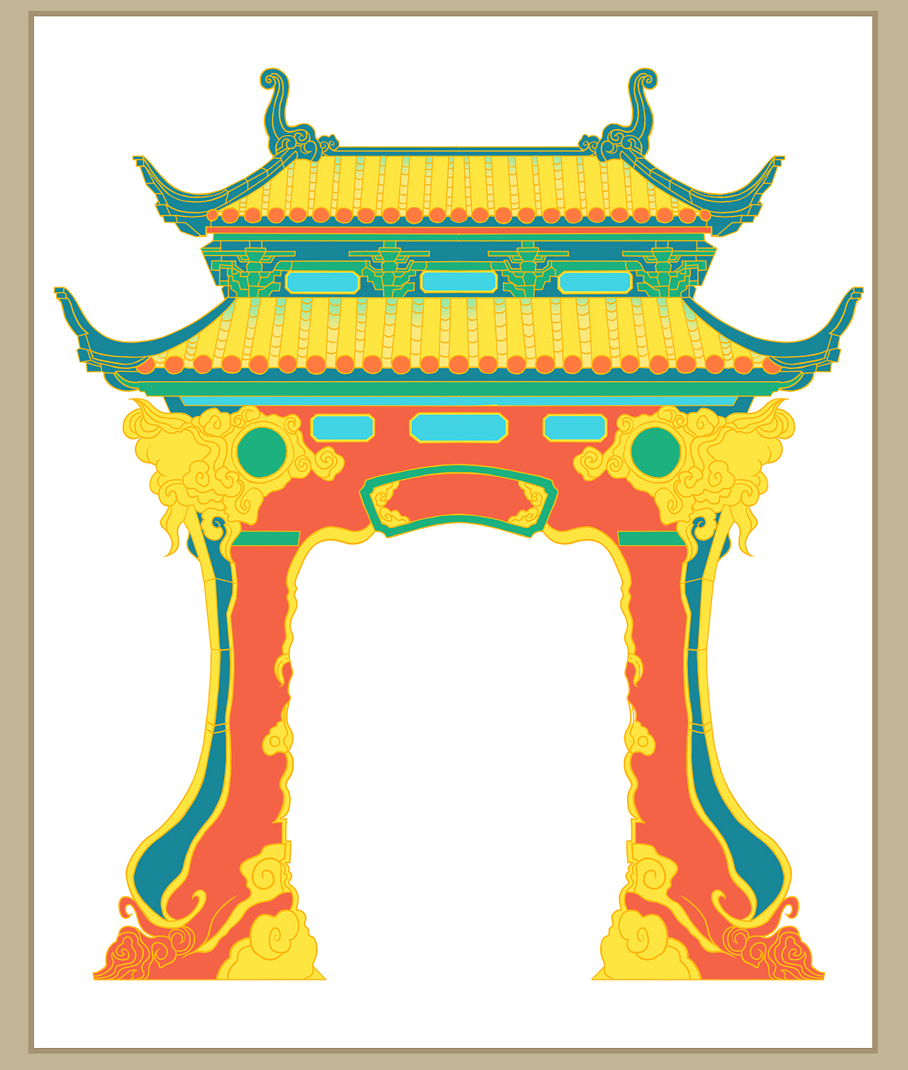 工笔白描国潮风元素插画合集