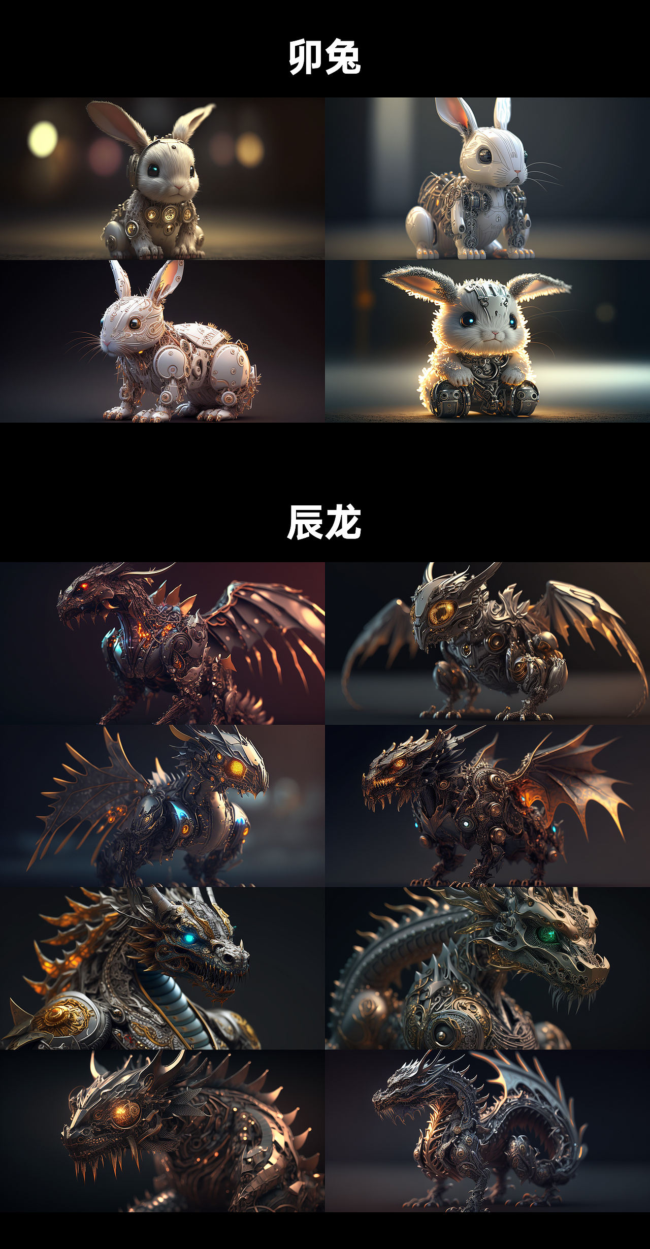 Midjourney AI---十二生肖创作（图ZMzM1MDk3Nzgw） - 产品 - 站酷设计师符号看象限_原创素材 - 站酷ZCOOL