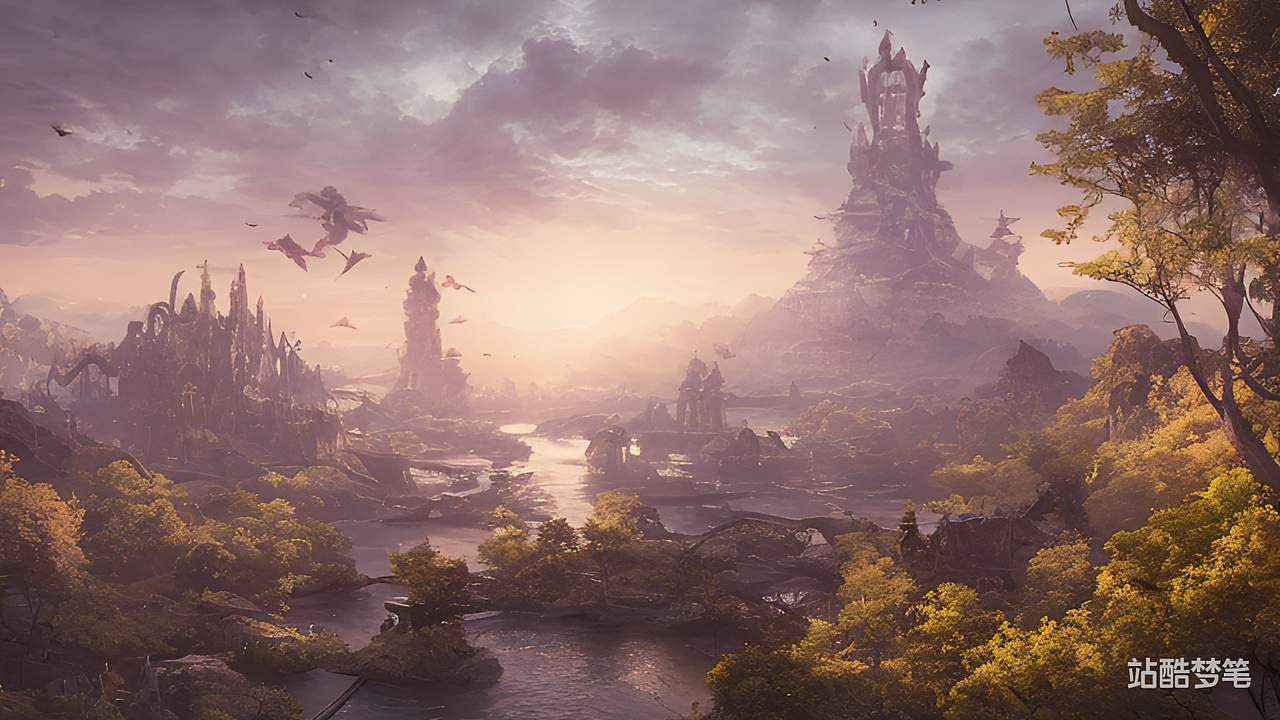 #站酷梦笔#夕阳下的灯塔 少女瞭望