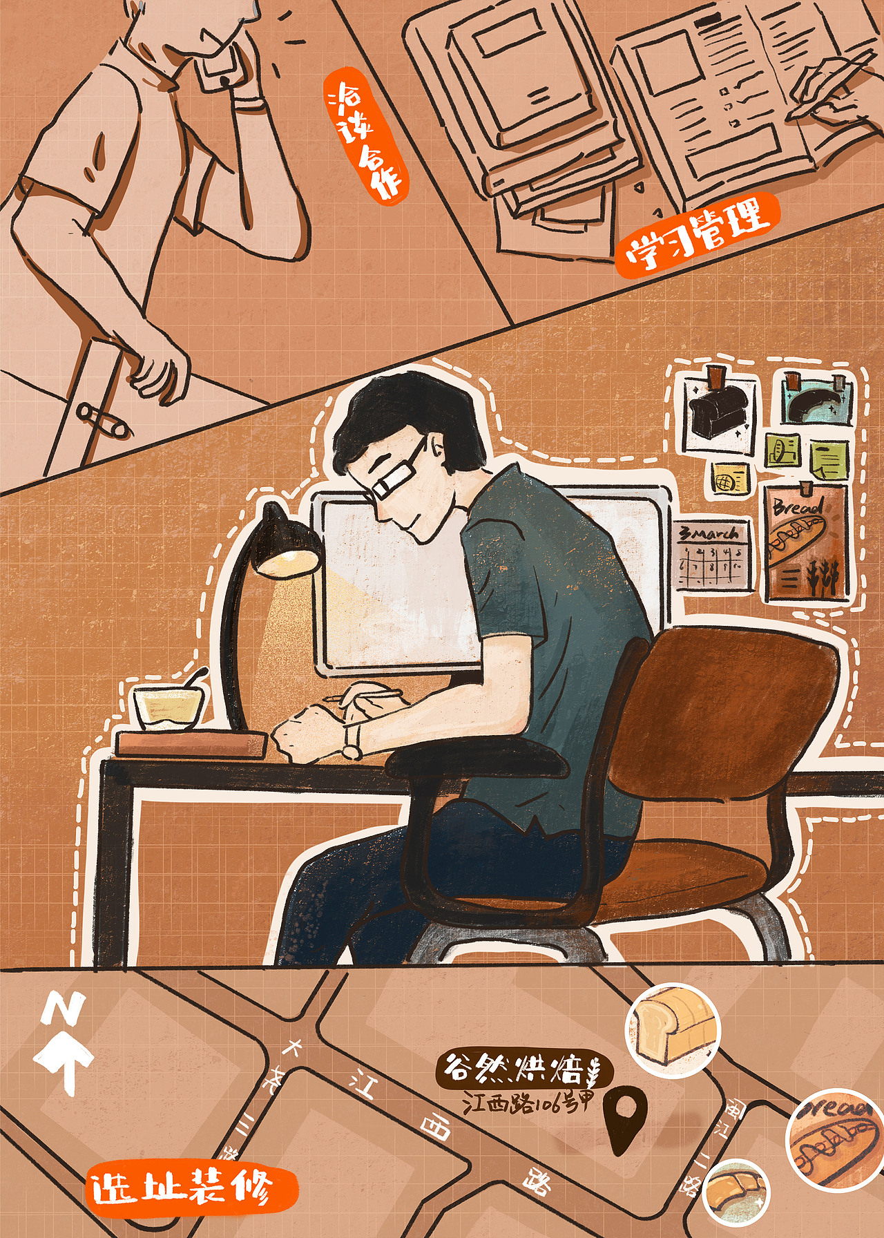 面包烘焙店铺品牌故事创作（图ZMTU0ODA3NDUy） - 商业插画 - 站酷设计师我叫大俏shadow原创素材 - 站酷ZCOOL