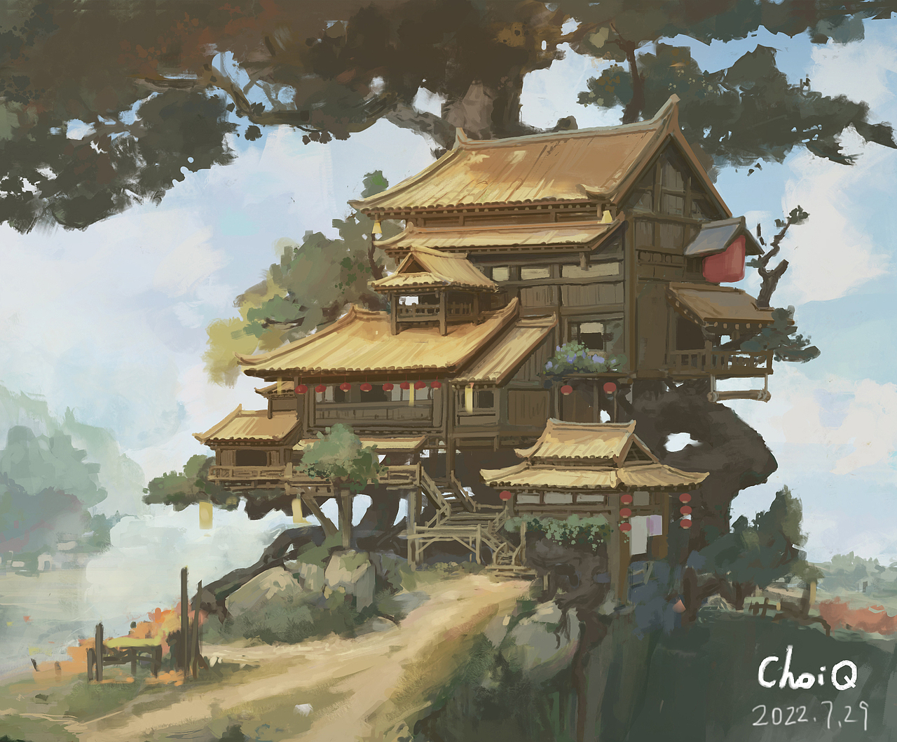山顶上的采药人家（图ZMzEwNjc1MjQ0） - 概念设定 - 站酷设计师啊楚君君原创素材 - 站酷ZCOOL