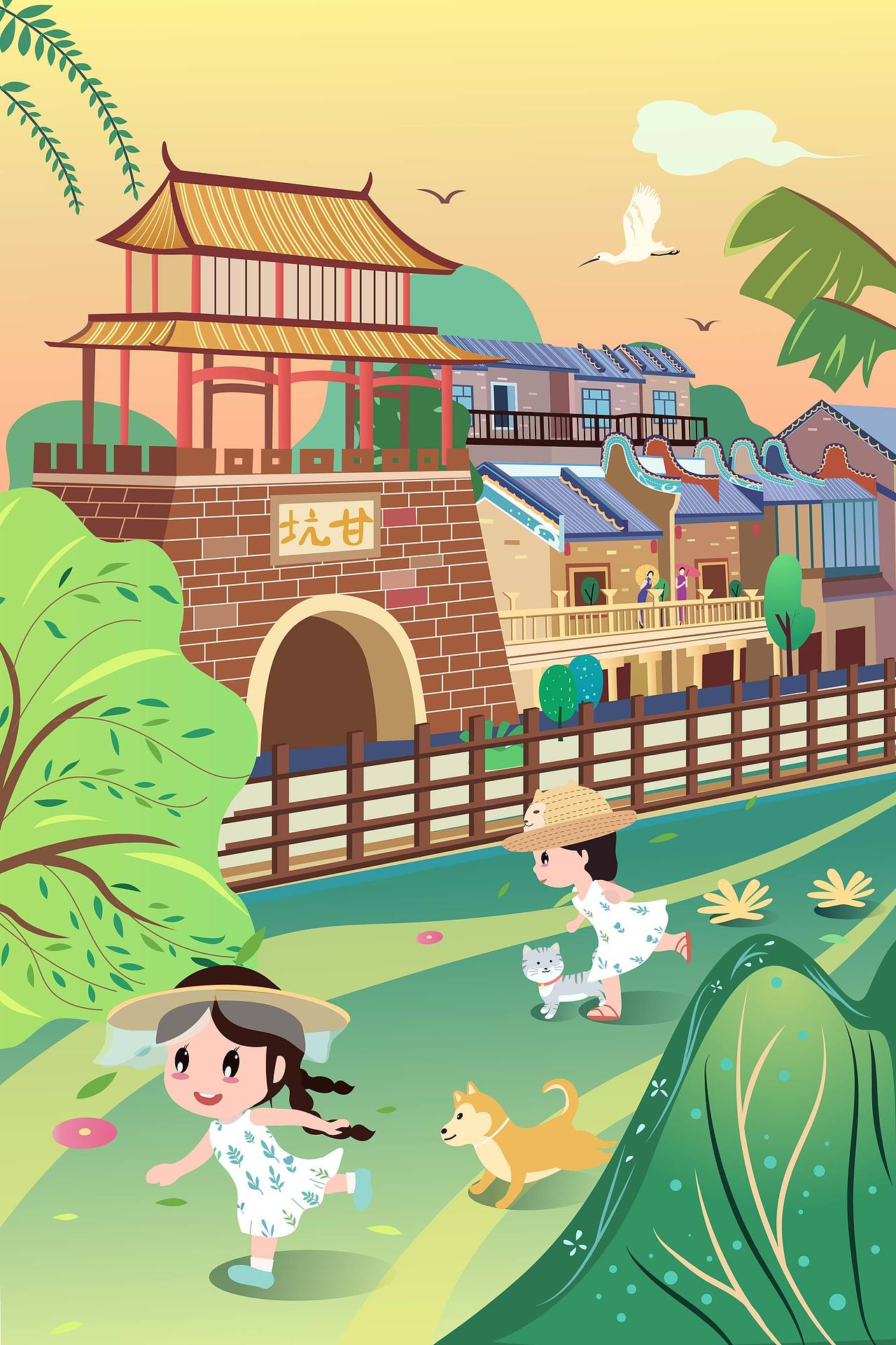 深圳龙岗新十景插画