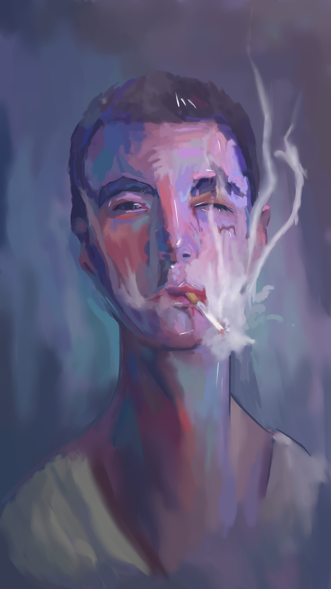 抽烟男孩|插画|创作习作|八戒懂点_临摹作品-站酷(zcool)