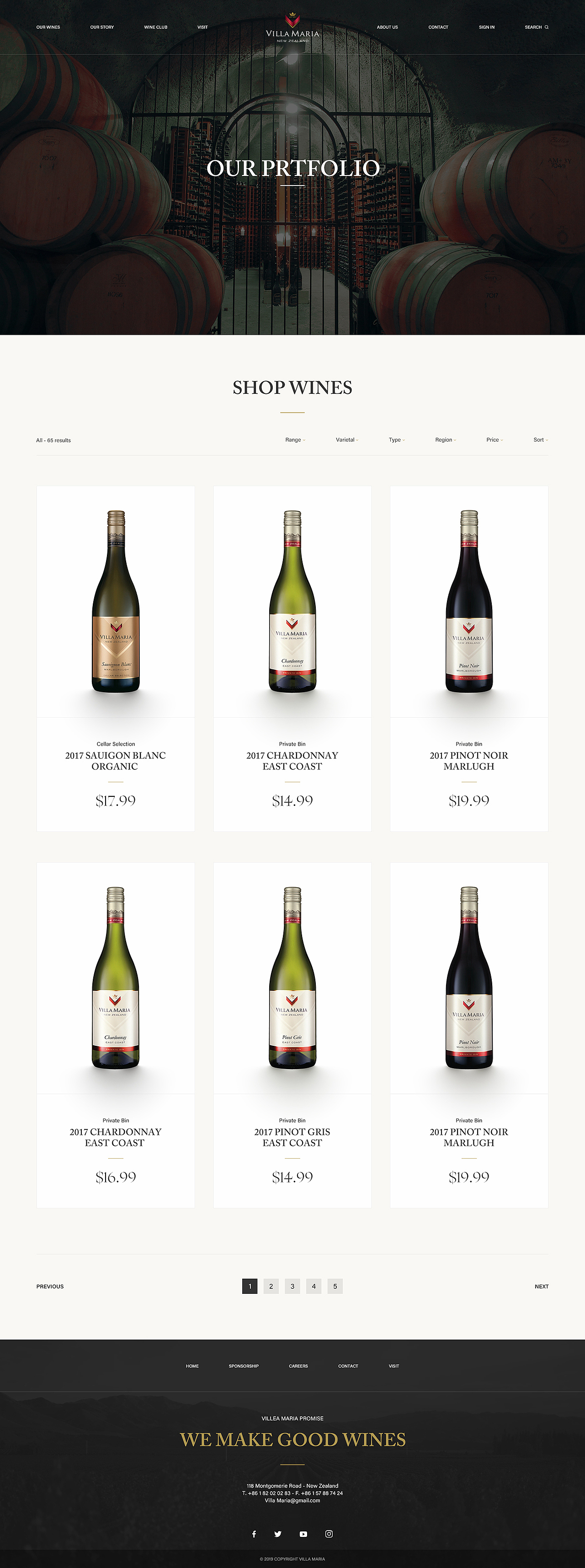 Villa Maria Wine 官网设计
