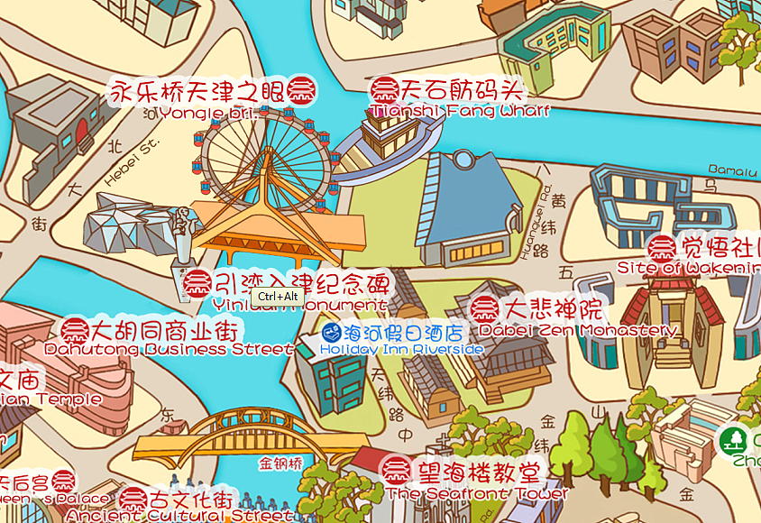 天津旅游手绘地图（图ZNDUxNDM2OTY=） - 宣传物料 - 站酷设计师MJC0909原创素材 - 站酷ZCOOL