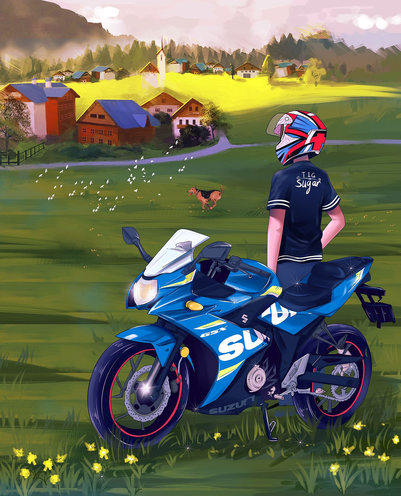 铃木250摩托车.漫画创作