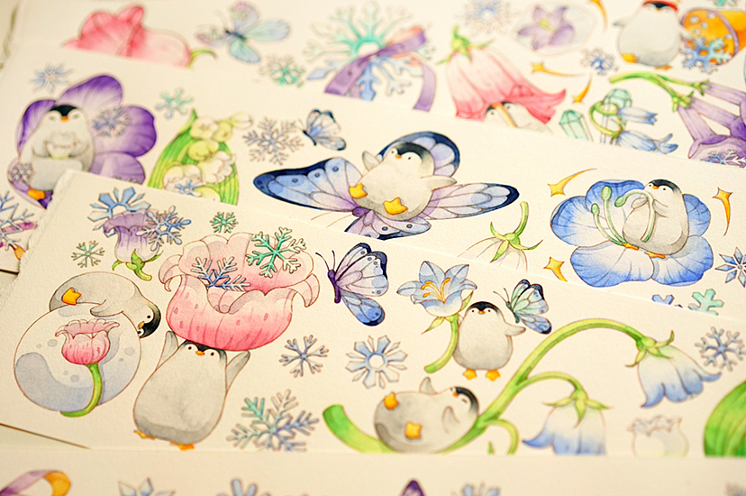 冰冰凉的小企鹅画稿