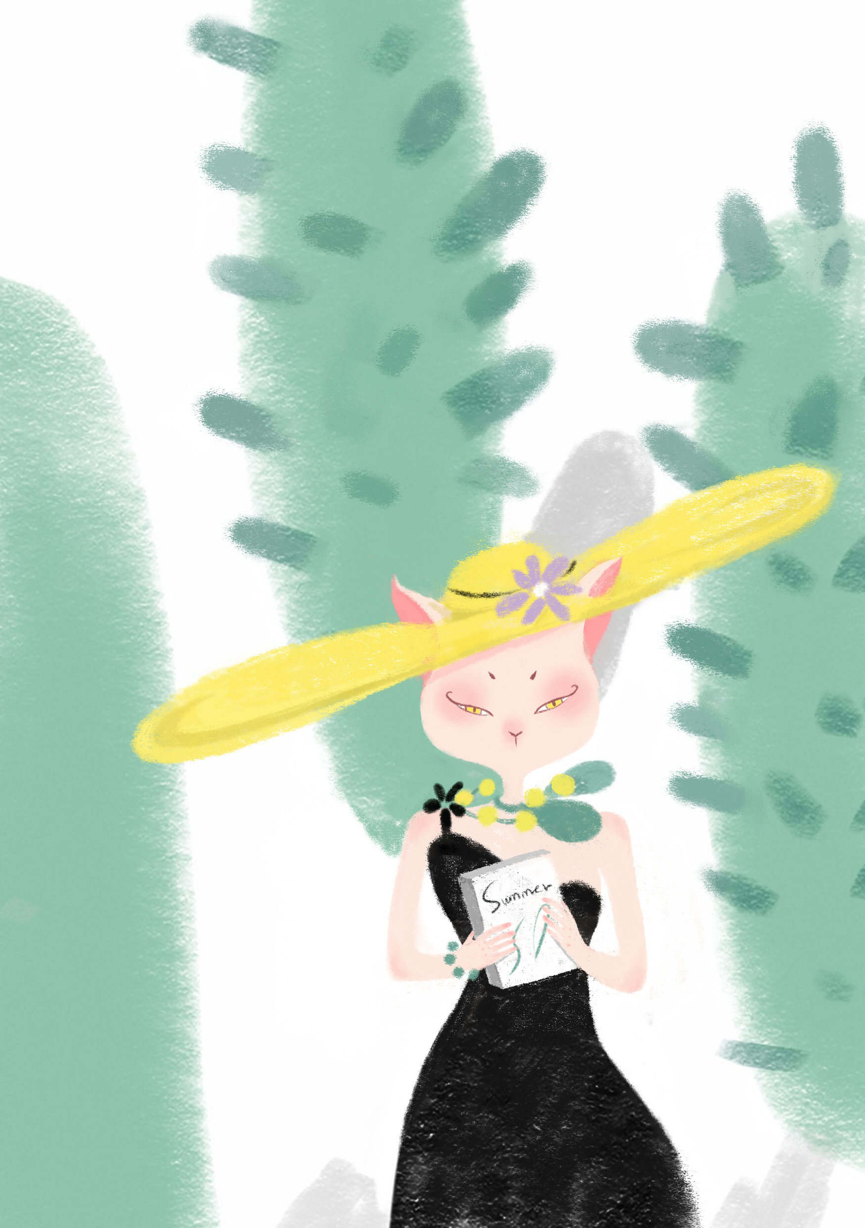 喵小卉ip形象日历插画