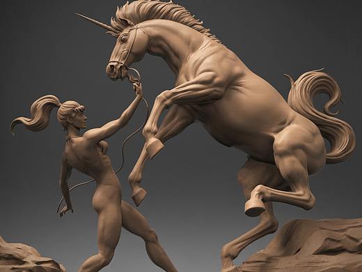 美女与马 3D作品