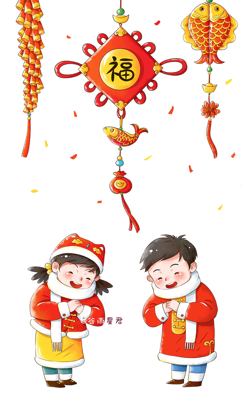 春节插画 简单图片