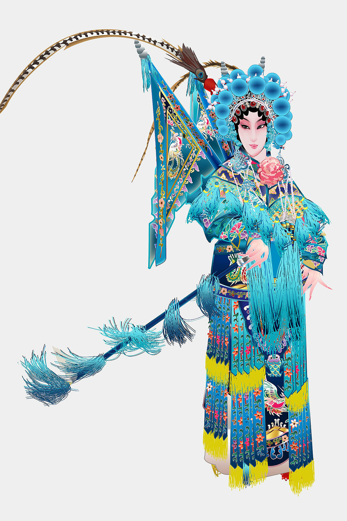 武旦刀马旦京剧人物矢量插图