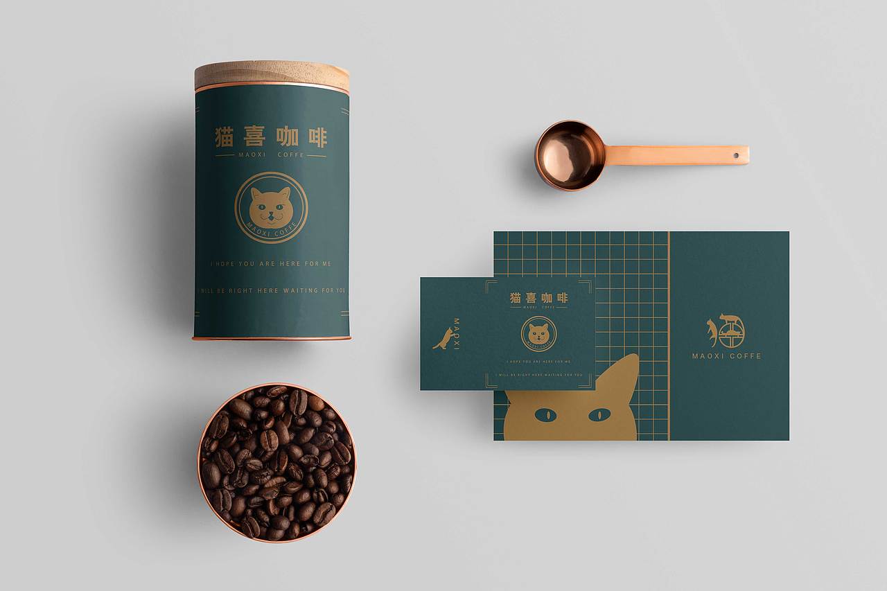 猫喜咖啡厅LOGO设计