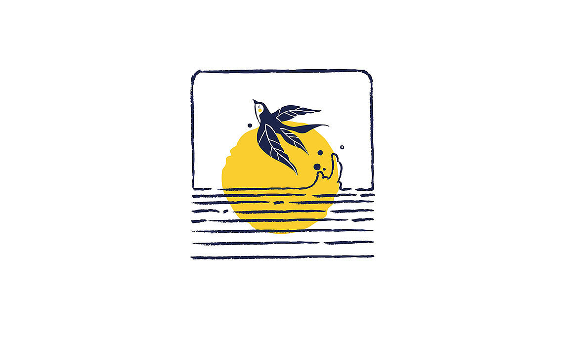 咬茶趣围挡插画