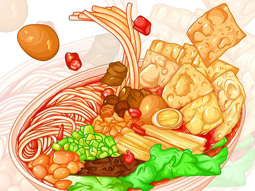 线稿风插画ll螺狮粉