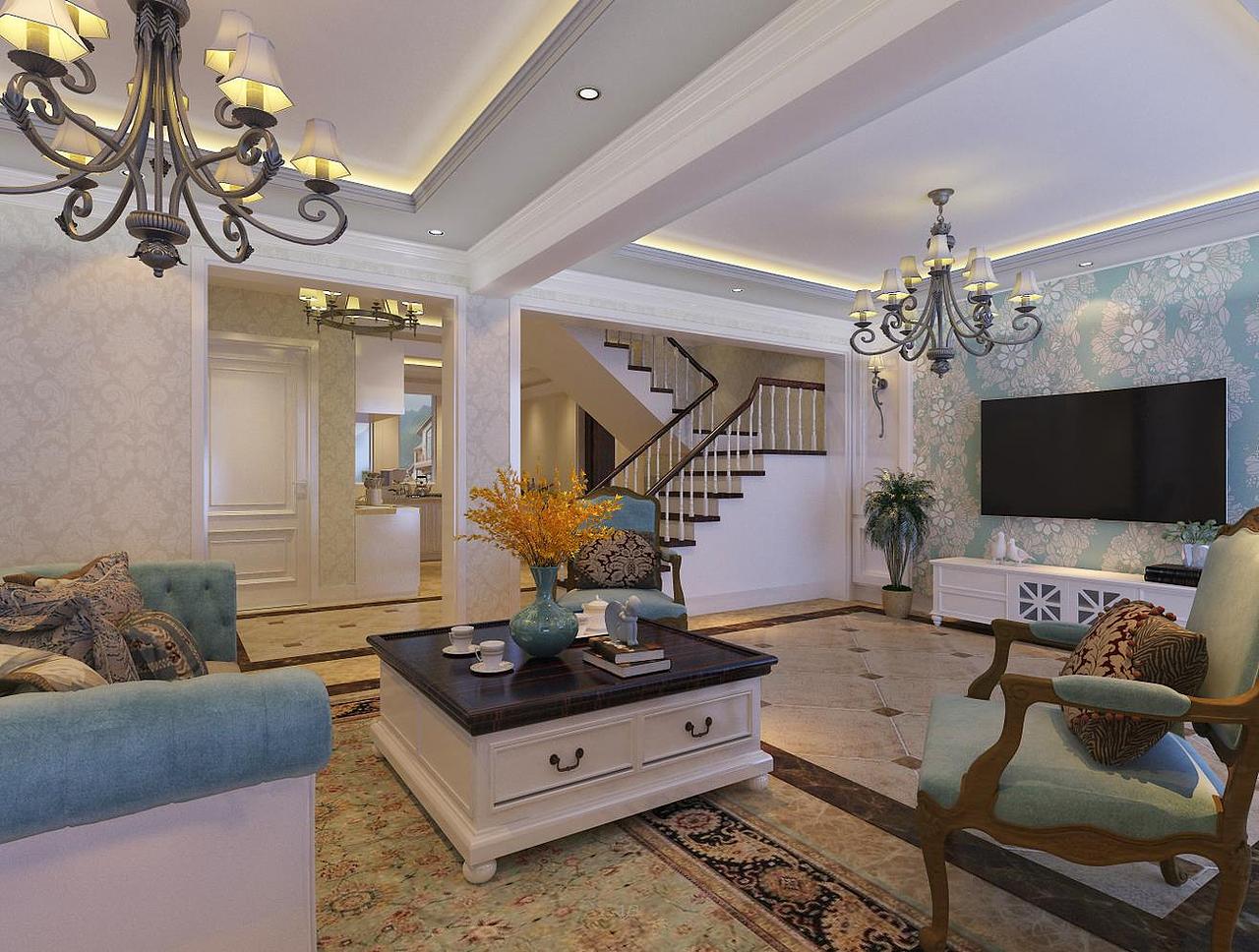 美式复式私宅设计（图ZMTc5NzQzMDA4） - 家装设计 - 站酷设计师Kalok空间设计原创素材 - 站酷ZCOOL