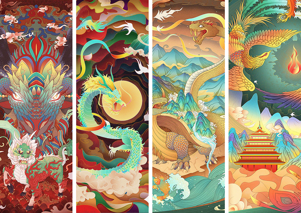 国潮神兽系列插画