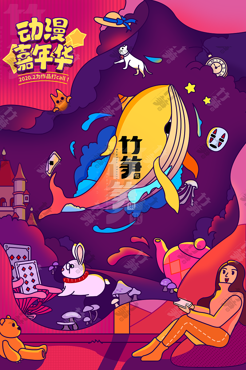 竹笋集91 国潮线性人物插画（图ZMTk5NjY3OTI0） - 闪屏/壁纸 - 站酷设计师竹笋集原创素材 - 站酷ZCOOL
