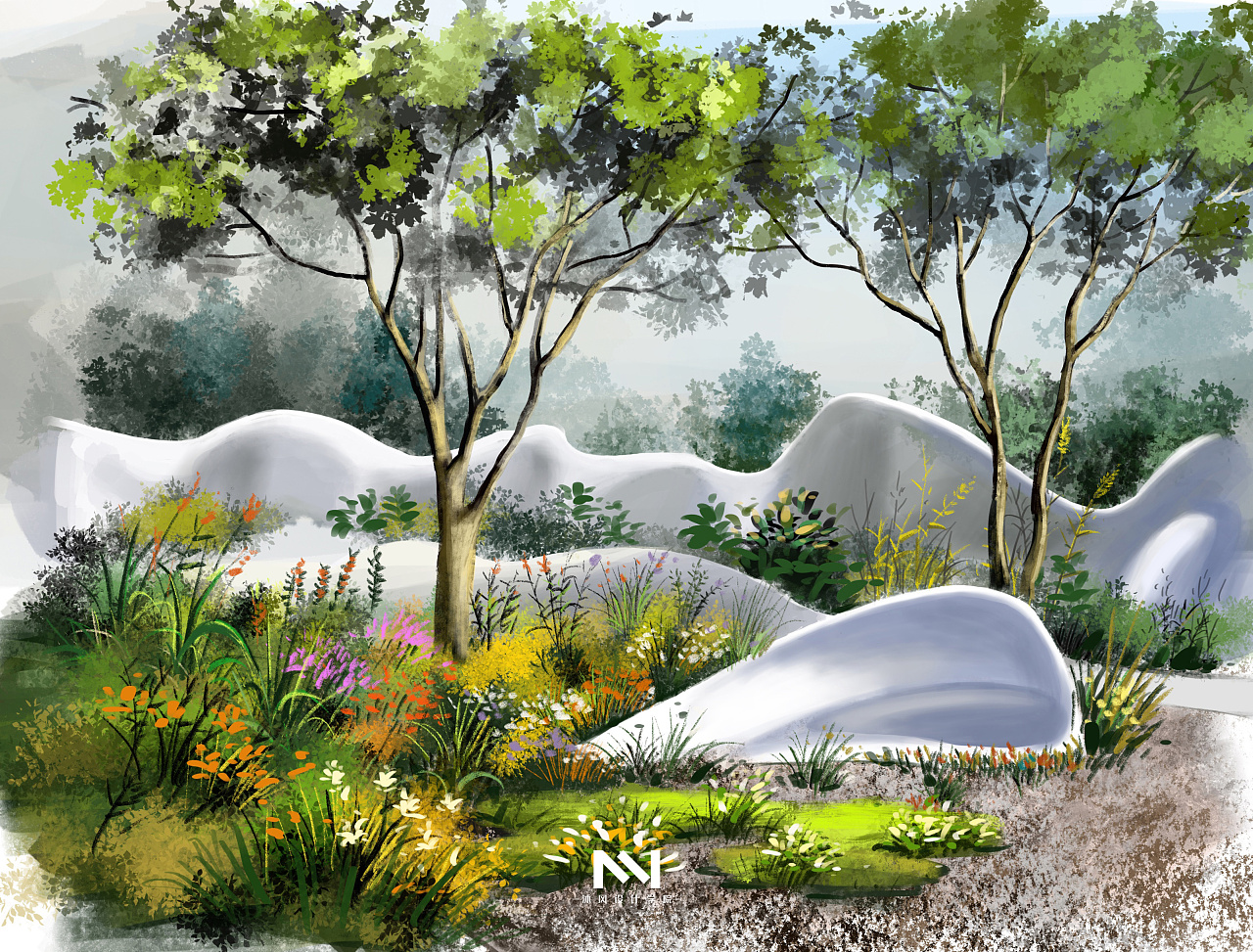 景观小品ipad手绘表现