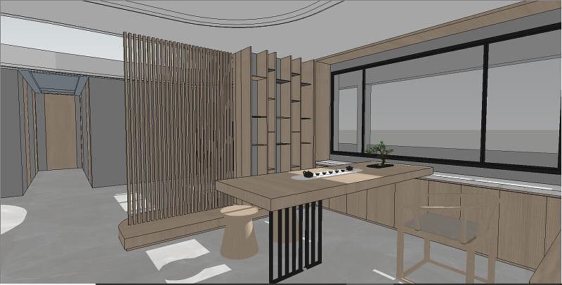 品茶区的另外一个方案,最终业主没选这个方案