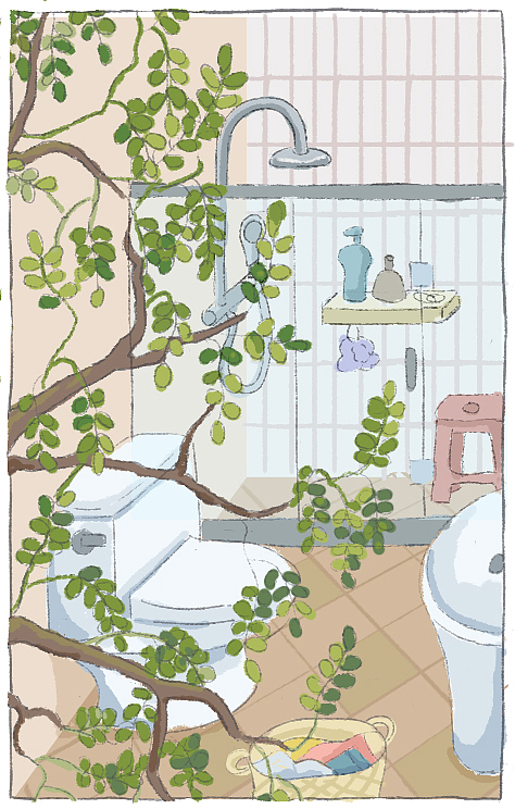 中年夫妇的卫生间装了我妈爱的玻璃浴房,
其实不实用,我估计她也很后悔吧。