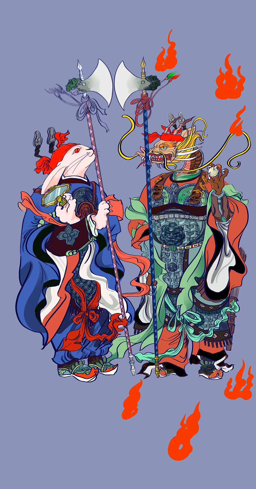 兔龙交接-禄寿背景（图ZMzU5Mjk5NzIw） - 艺术插画 - 站酷设计师喜安娜Sienna原创素材 - 站酷ZCOOL