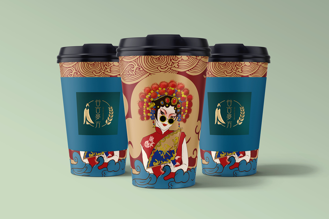 国潮奶茶豆浆杯设计