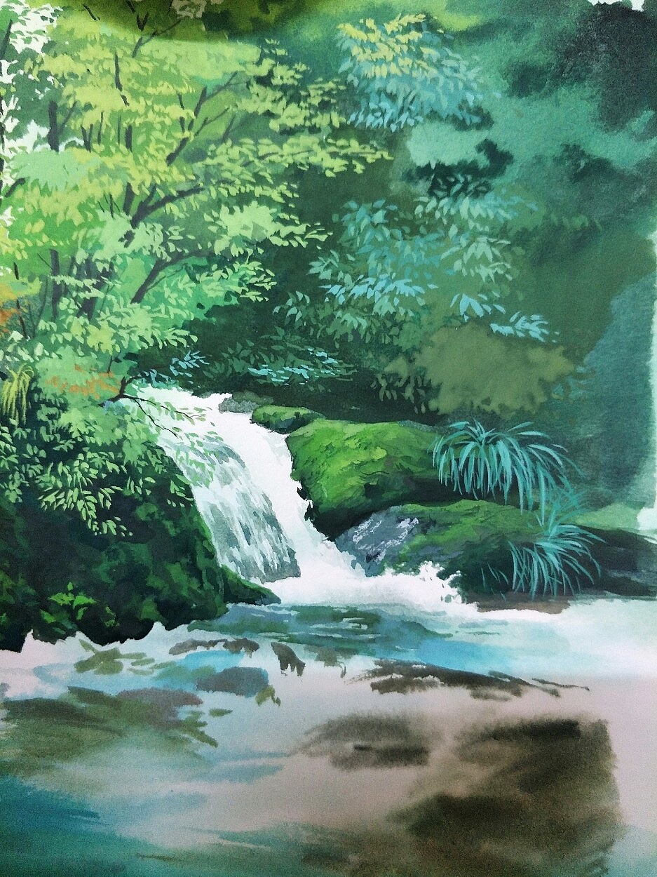 不透明水彩风景