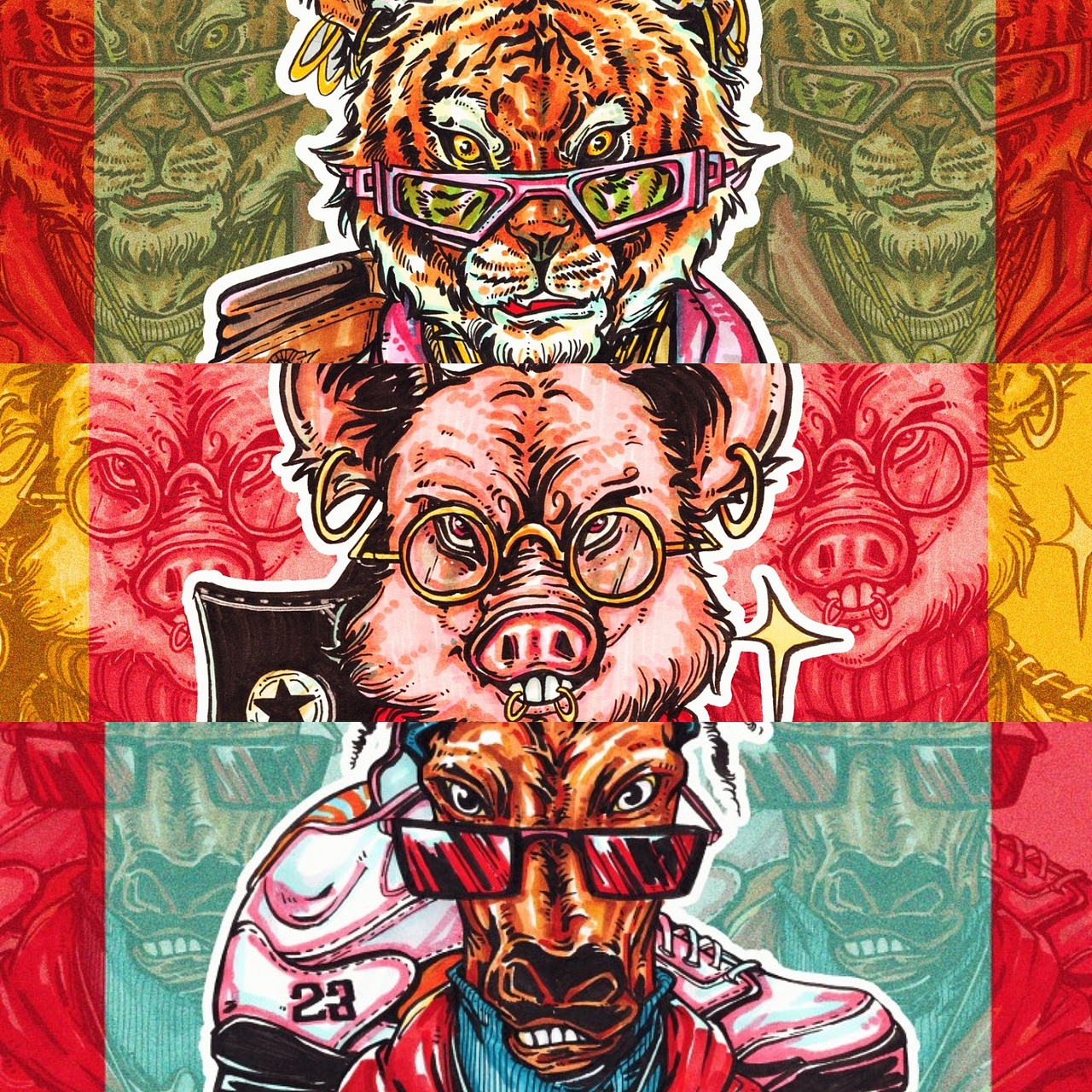 CKAN动物潮搭系列（图ZMTk2NDY2MjA0） - 新锐潮流插画 - 站酷设计师CKAN程阿砍原创素材 - 站酷ZCOOL