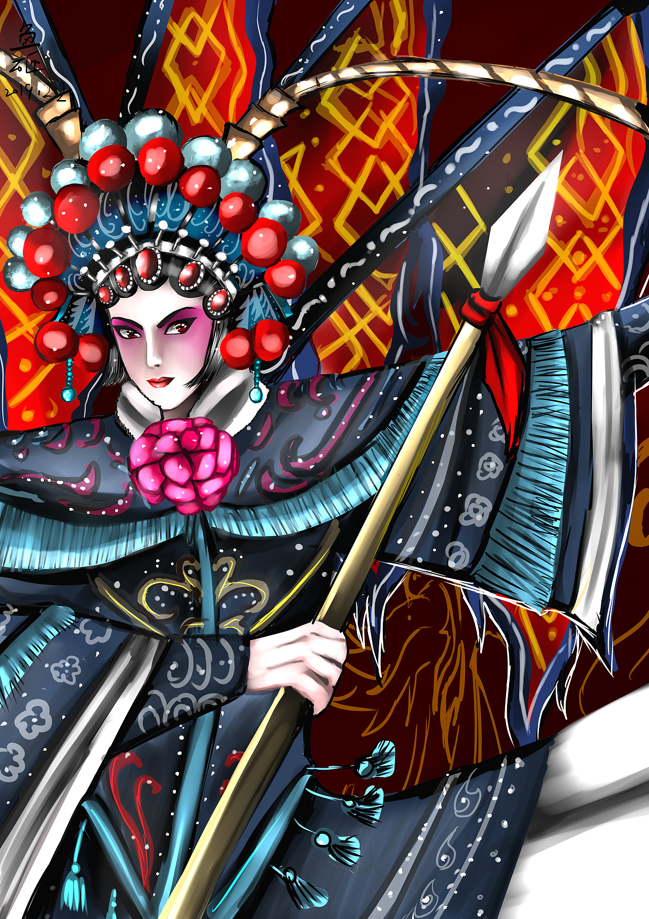 刀马旦|插画|创作习作|这里是一只鱼砸_原创作品-站酷zcool