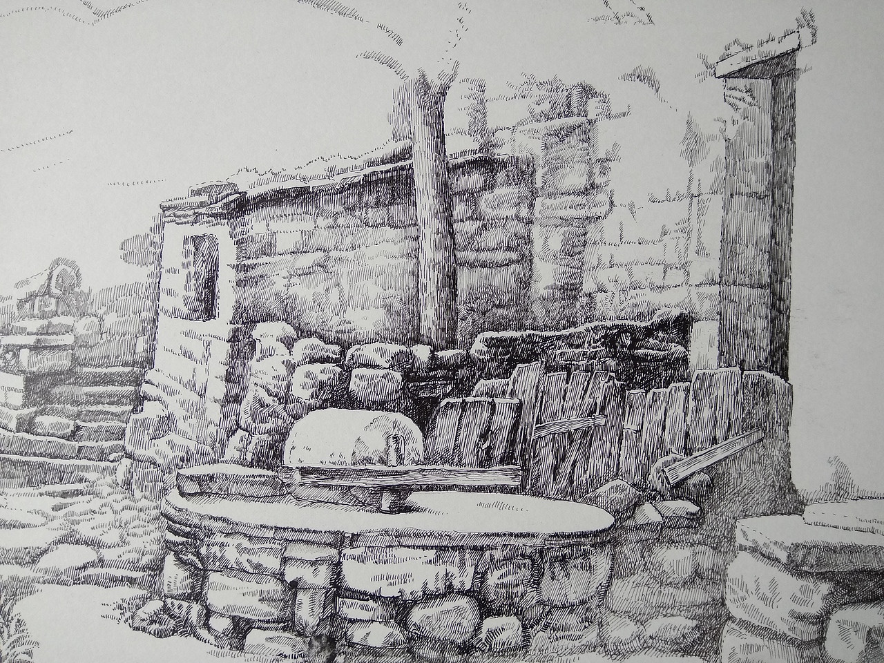 汤向的彩色钢笔画《晨曦》75x50厘米800g卡纸（图ZNzQ4MDIyMTY=） - 绘画 - 站酷设计师汤向钢笔画原创素材 - 站酷ZCOOL