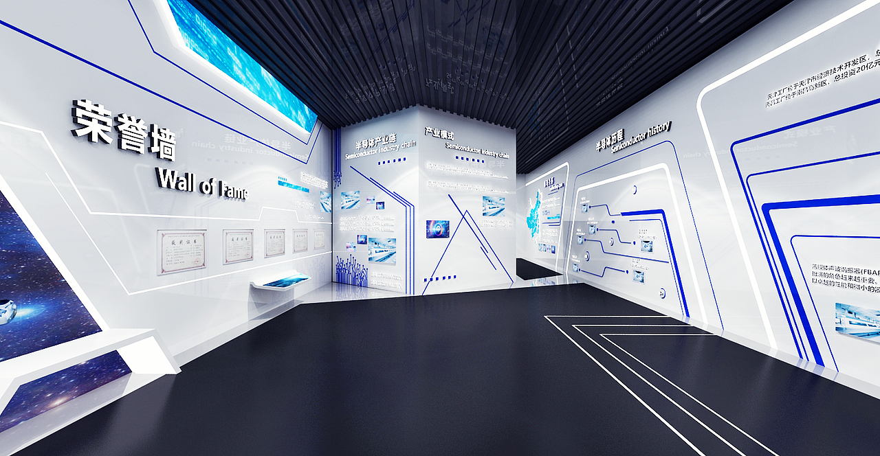 现代科技公司企业展厅半导体展厅3d效果图设计制作|三维|其他三维|she