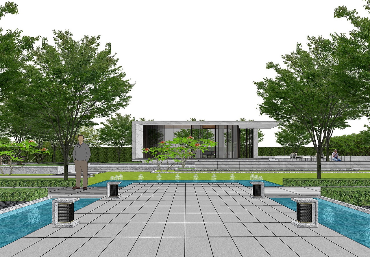 屋顶花园景观SU模型下载