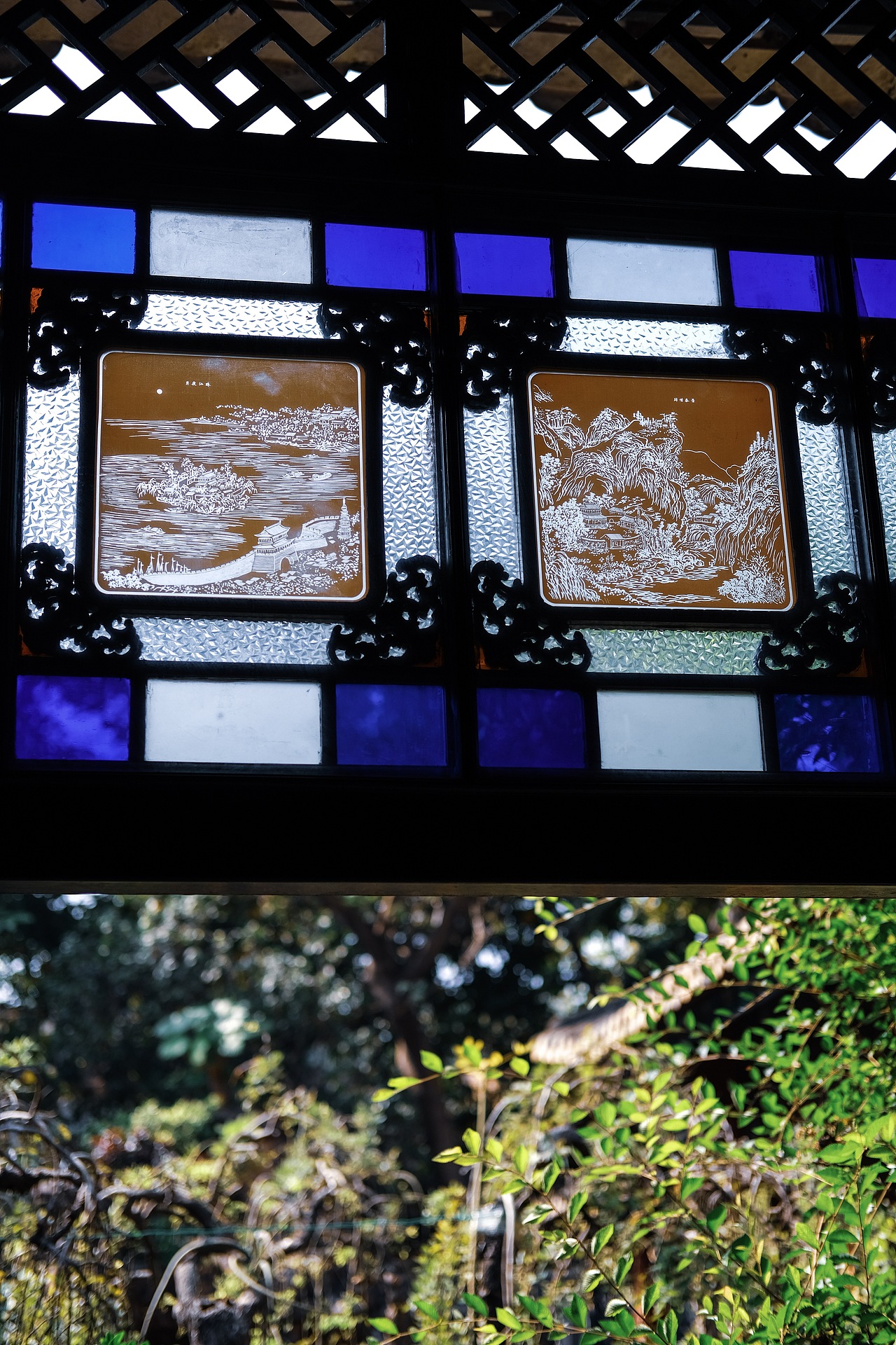 顺德清晖园彩绘玻璃