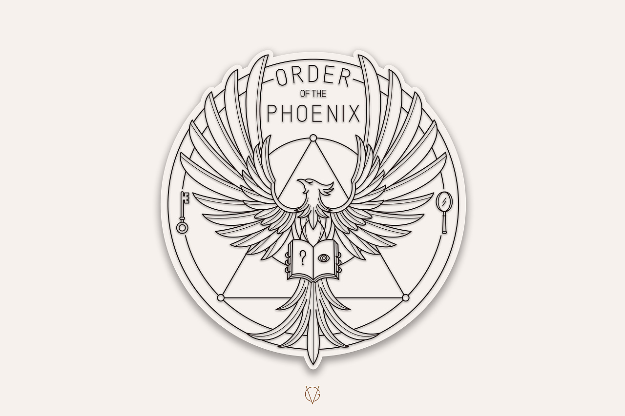 徽章logo设计-凤凰社剧本杀-复古风格