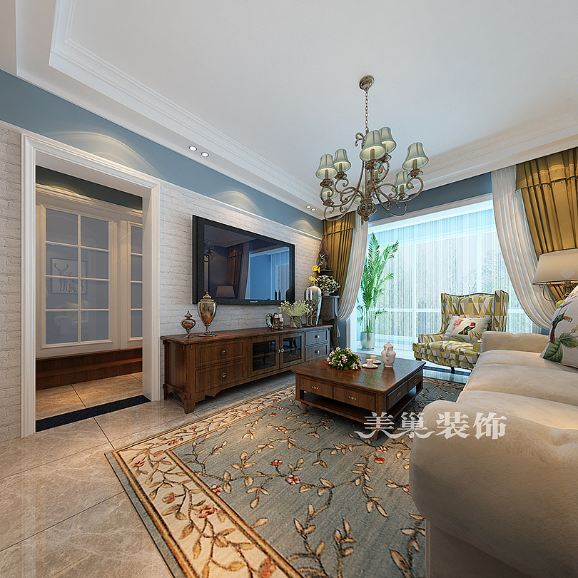 东润玺城89平方三室两厅简欧风格案例装修效果图