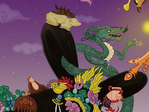 插画设计-梦回唐朝，听琴图插画练习