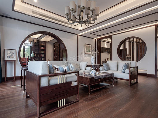 龙湖江与城天钜装修竣工图,新中式独栋别墅设计案例
