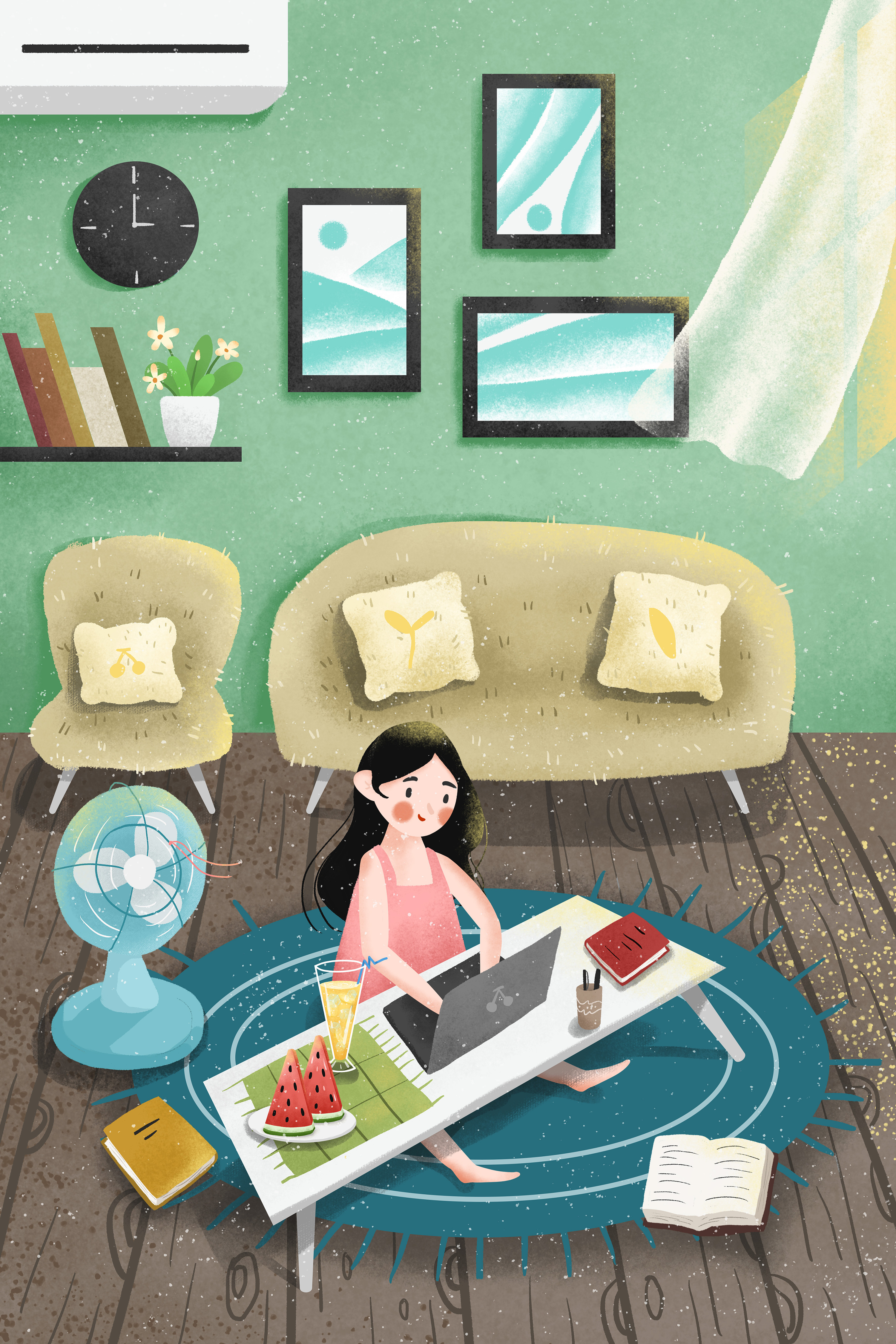 夏季吹电扇很舒服呀