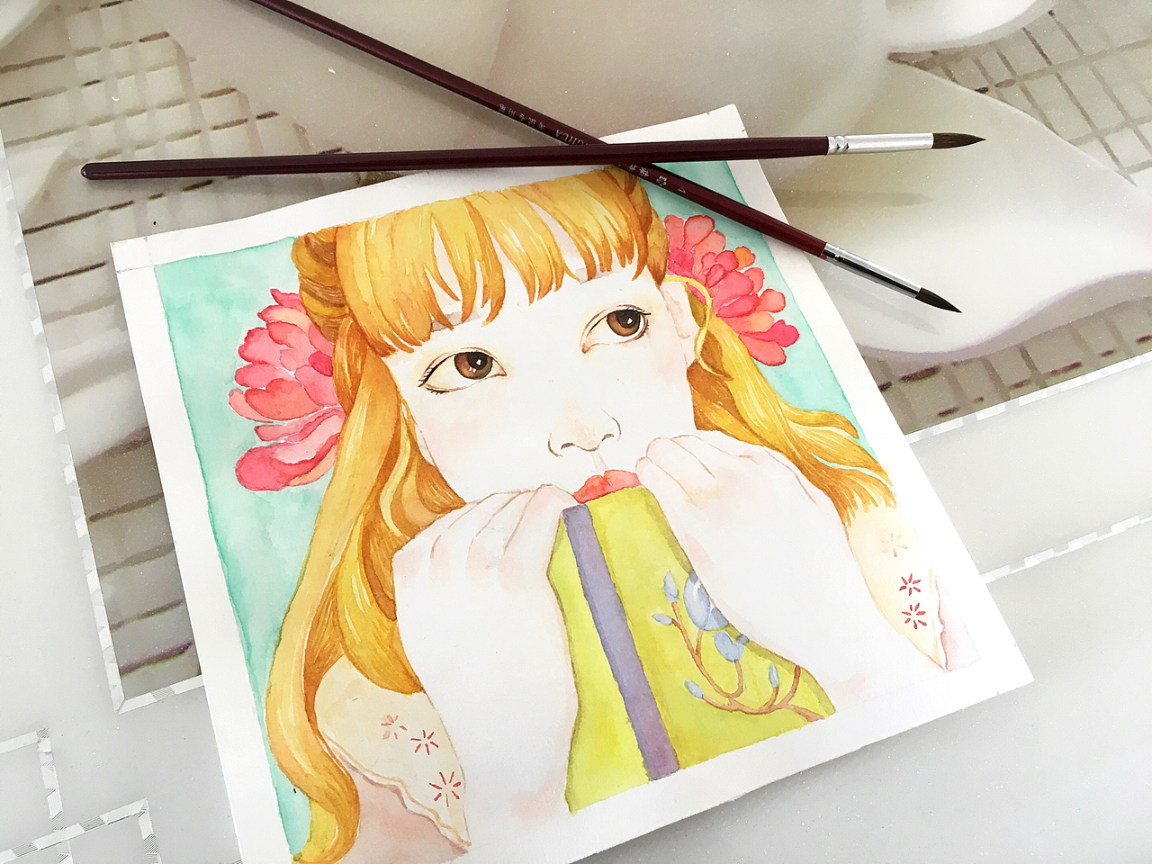 手绘水彩少女（图ZMTAzNDgzNTMy） - 绘画 - 站酷设计师小橘子fy原创素材 - 站酷ZCOOL