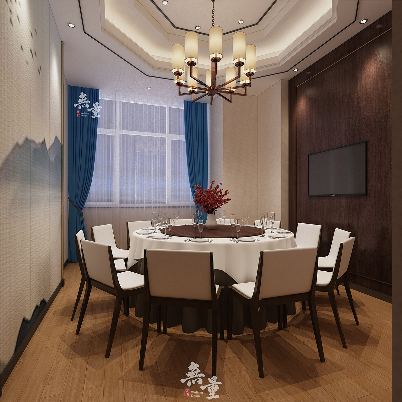 包间的设计也像是中西文化的碰撞升华,在简洁典雅的基础之上,加入种种