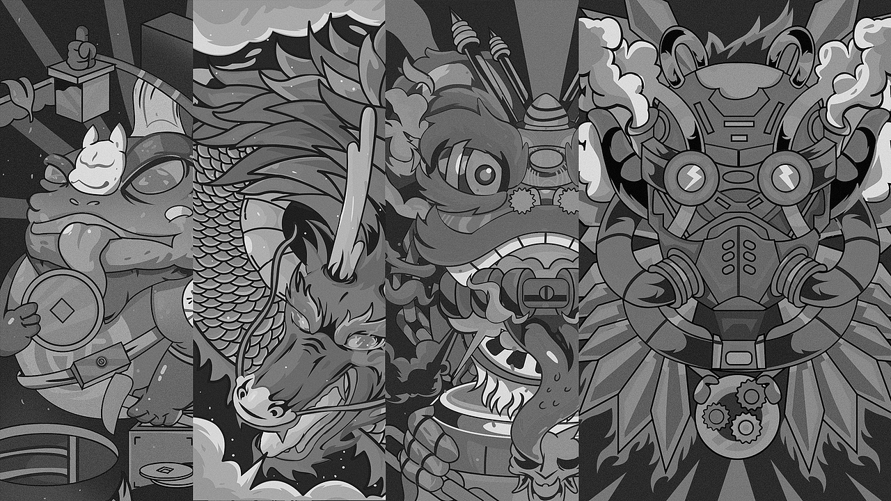 临摹大神“斑驳”系列插画~