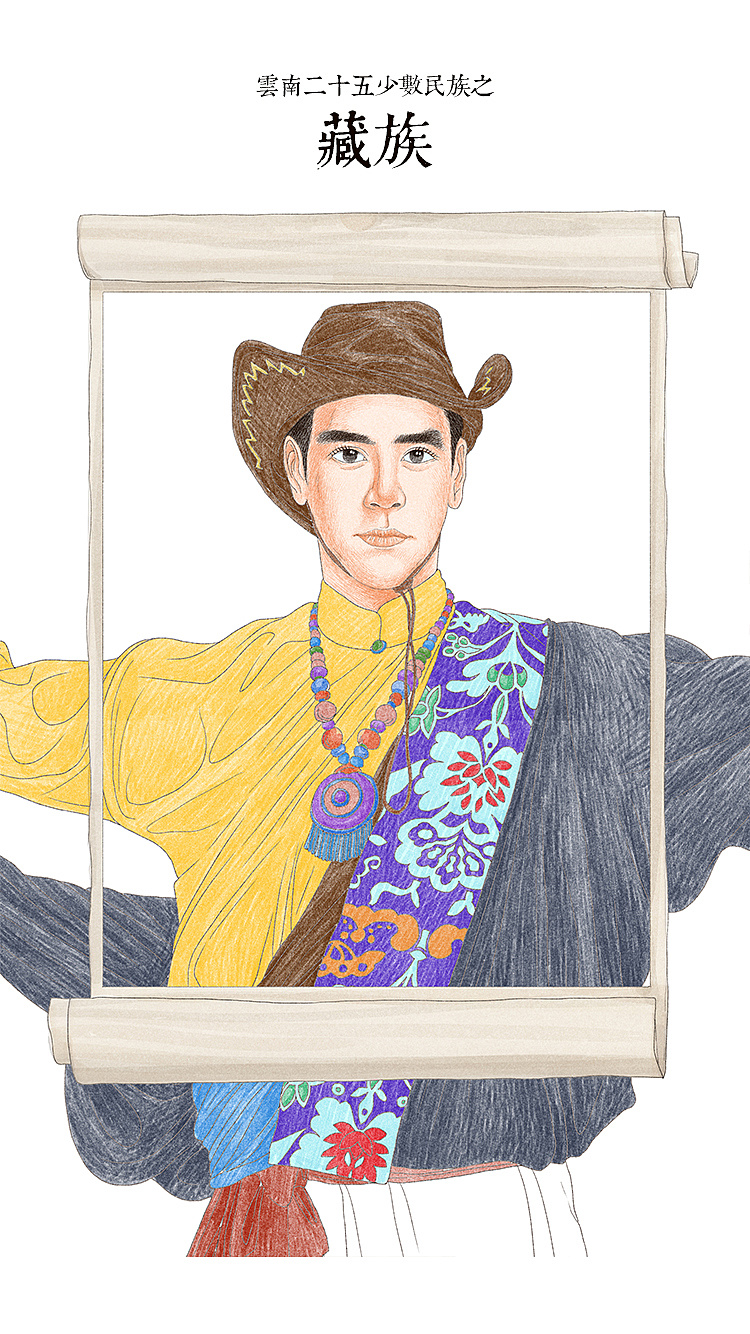 云南二十五个少数民族男性服饰绘制