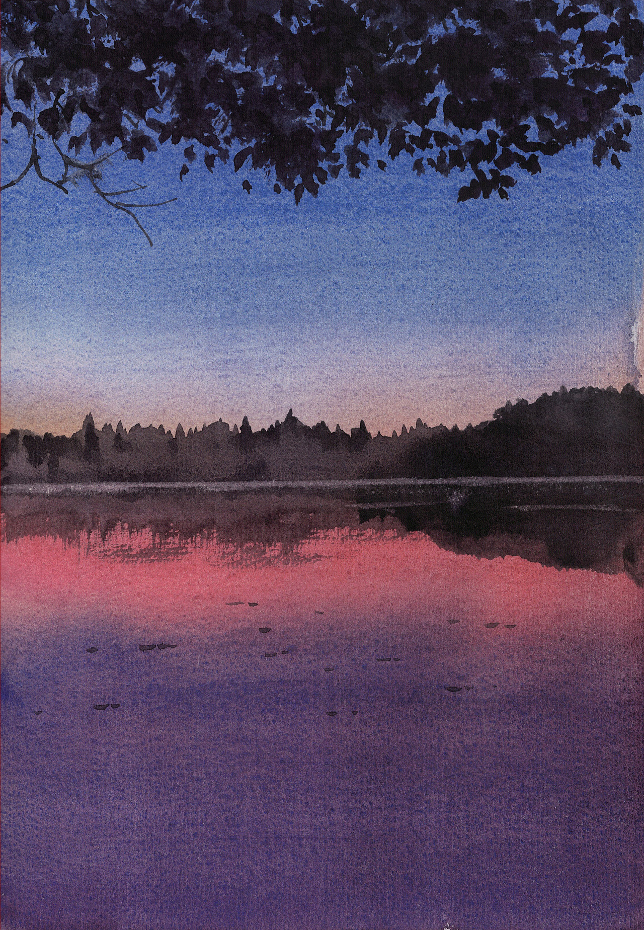 美丽的西湖水彩画图片