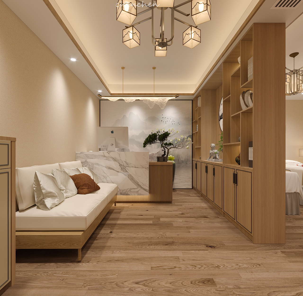 工装—原木和现代风美容养生店（图ZMjY2MDQwODE2） - 商业空间设计 - 站酷设计师陈晨晨晨晨原创素材 - 站酷ZCOOL